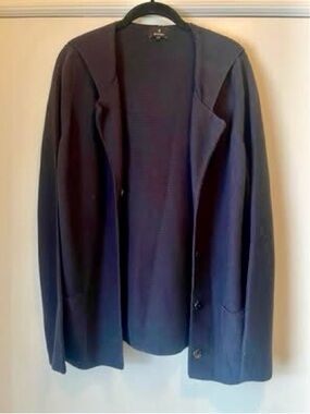 Women's Navy Hooded Cardigan Sweater